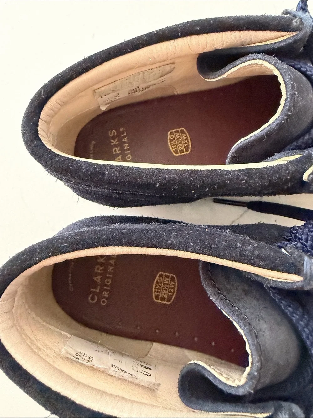 Kids Clark Wallabee Navy Suede Moccasin Ankle Boots